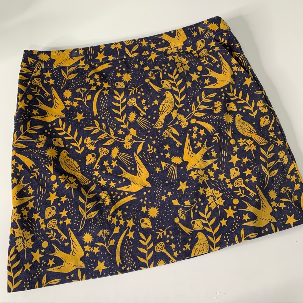 Boden Navy and Mustard Mini Skirt